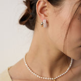 C-shaped Artificial Pearl Earrings-Gembea Jewelry