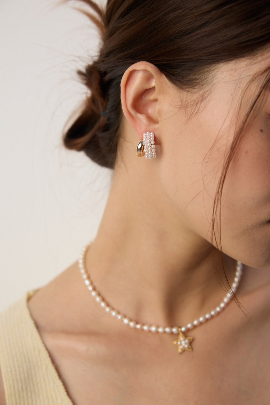 C-shaped Artificial Pearl Earrings-Gembea Jewelry