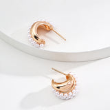 C-shaped Artificial Pearl Earrings-Gembea Jewelry