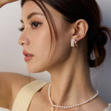 C-shaped Artificial Pearl Earrings-Gembea Jewelry