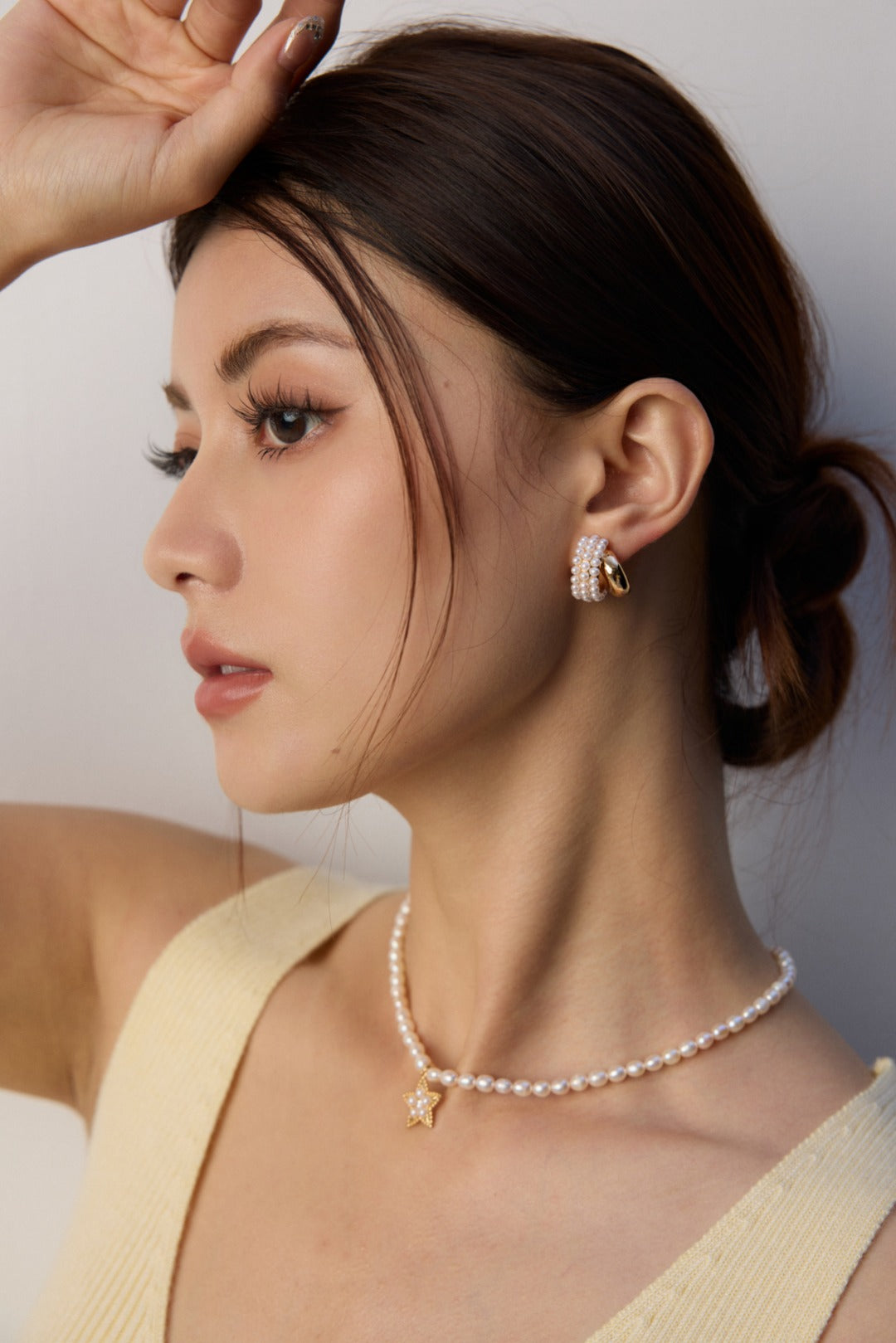 C-shaped Artificial Pearl Earrings-Gembea Jewelry