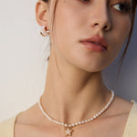C-shaped Artificial Pearl Earrings-Gembea Jewelry