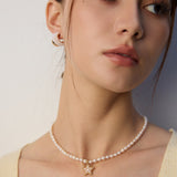 C-shaped Artificial Pearl Earrings-Gembea Jewelry
