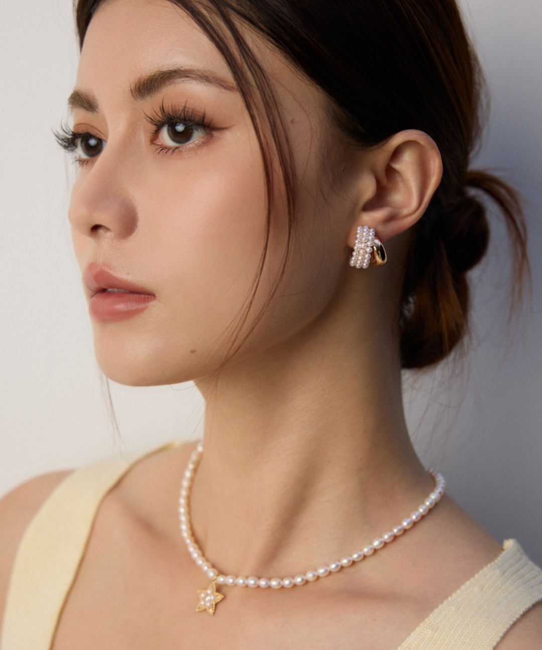 C-shaped Artificial Pearl Earrings-Gembea Jewelry