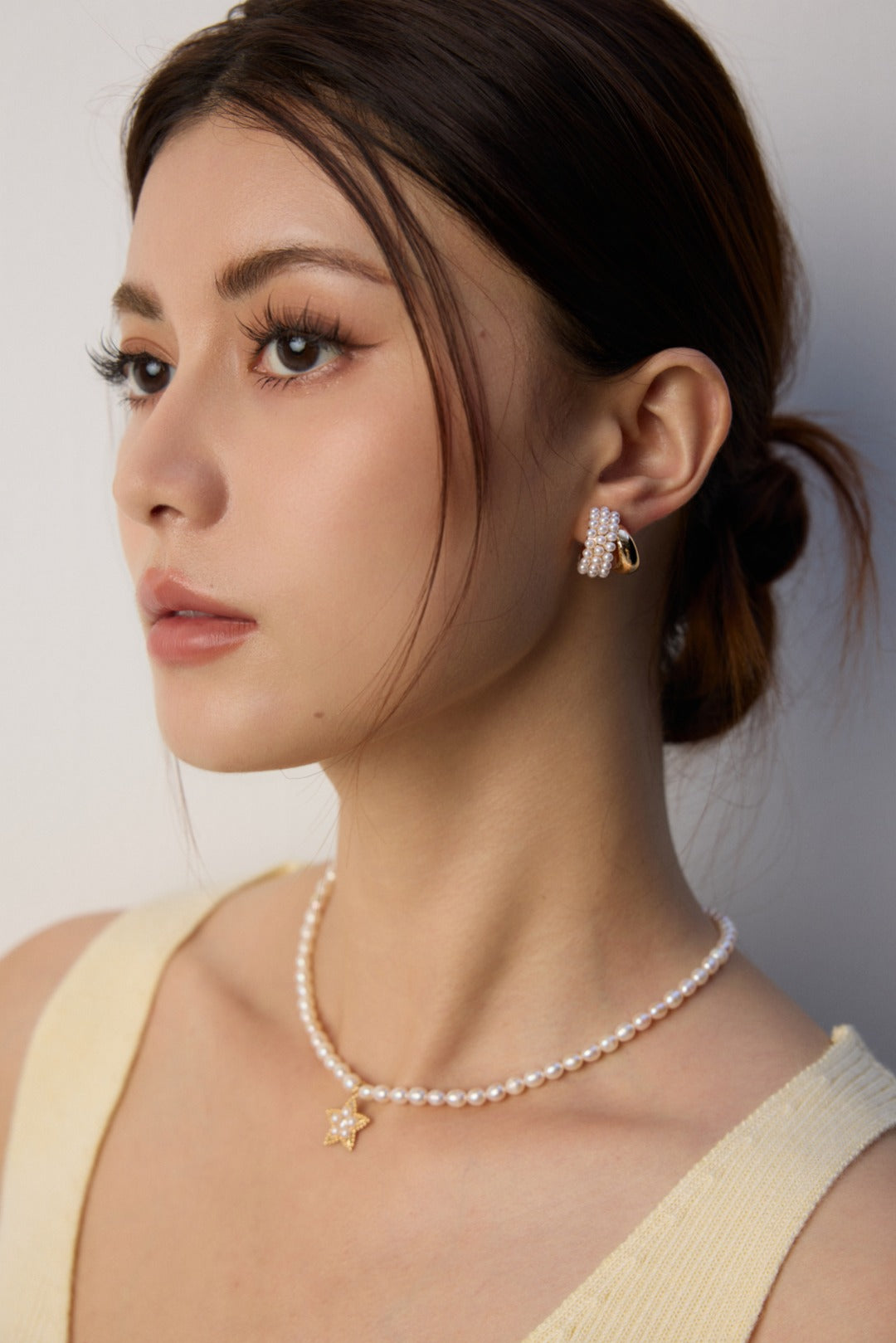 C-shaped Artificial Pearl Earrings-Gembea Jewelry