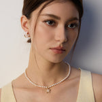 C-shaped Artificial Pearl Earrings-Gembea Jewelry