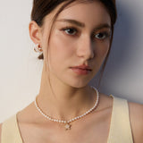 C-shaped Artificial Pearl Earrings-Gembea Jewelry
