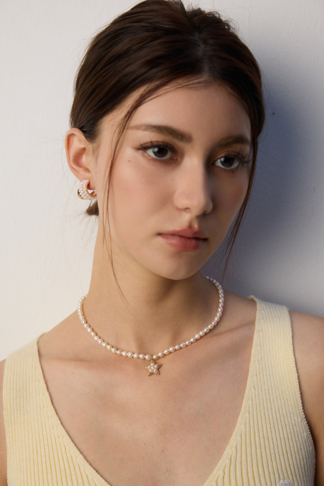C-shaped Artificial Pearl Earrings-Gembea Jewelry