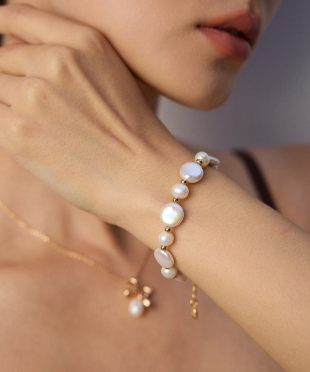 Baroque Button Pearl Bracelet-Gembea Jewelry