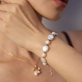 Baroque Button Pearl Bracelet-Gembea Jewelry