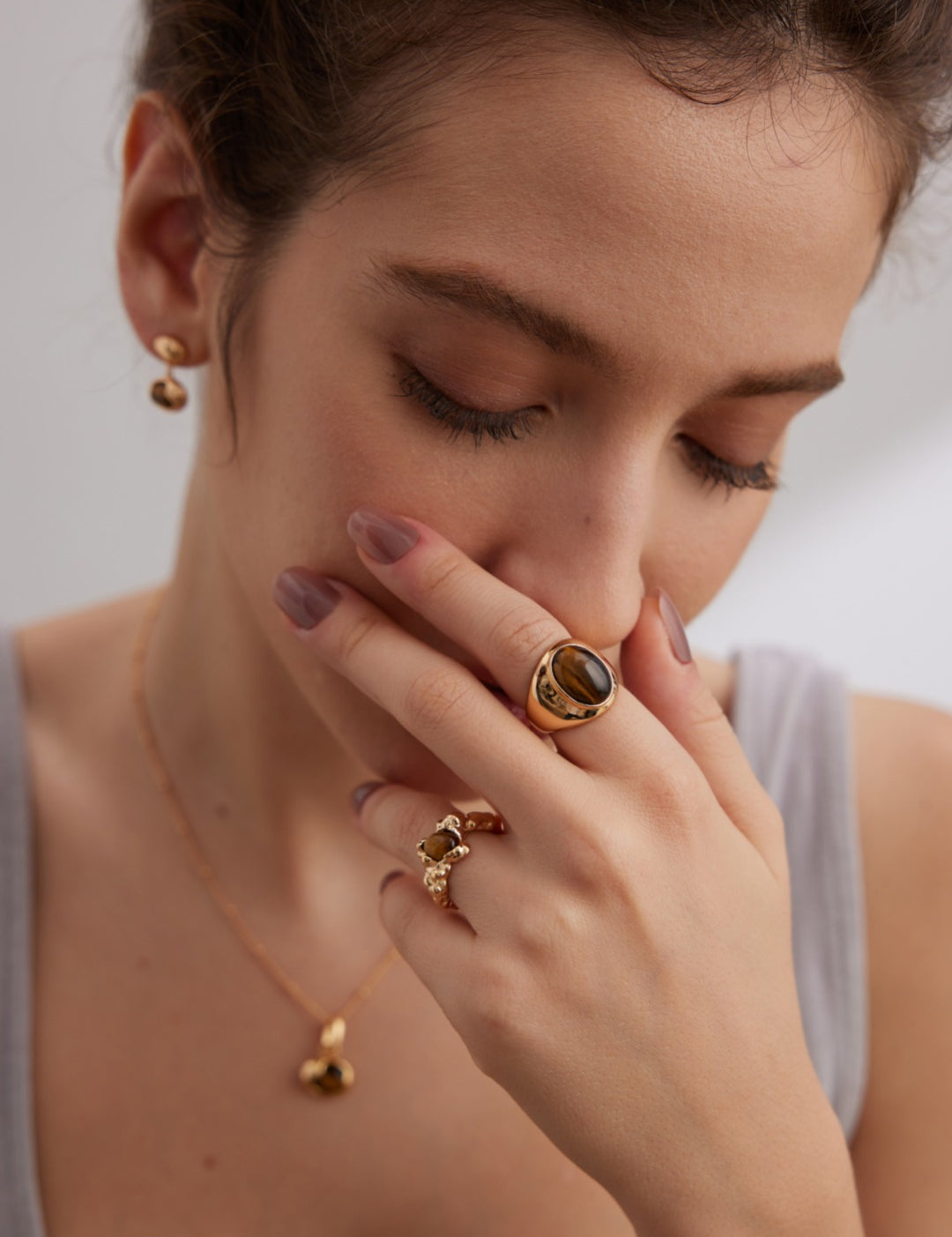 Wide Tiger's Eye Gold Ring-Gembea Jewelry