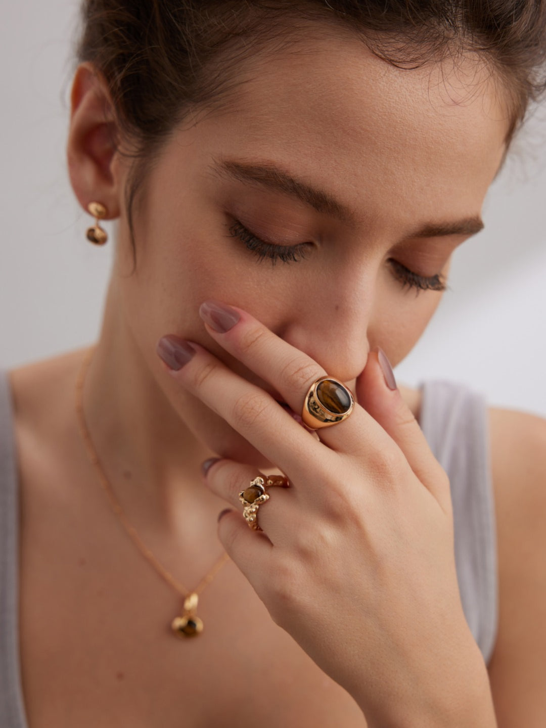 Wide Tiger's Eye Gold Ring-Gembea Jewelry