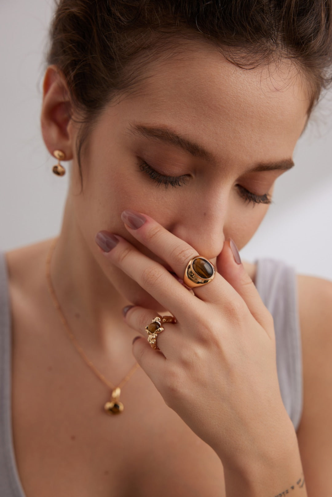 Wide Tiger's Eye Gold Ring-Gembea Jewelry