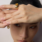Wide Tiger's Eye Gold Ring-Gembea Jewelry