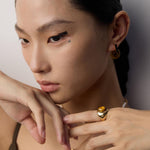 Wide Tiger's Eye Gold Ring-Gembea Jewelry