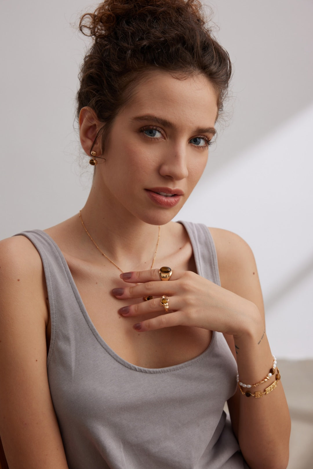 Wide Tiger's Eye Gold Ring-Gembea Jewelry