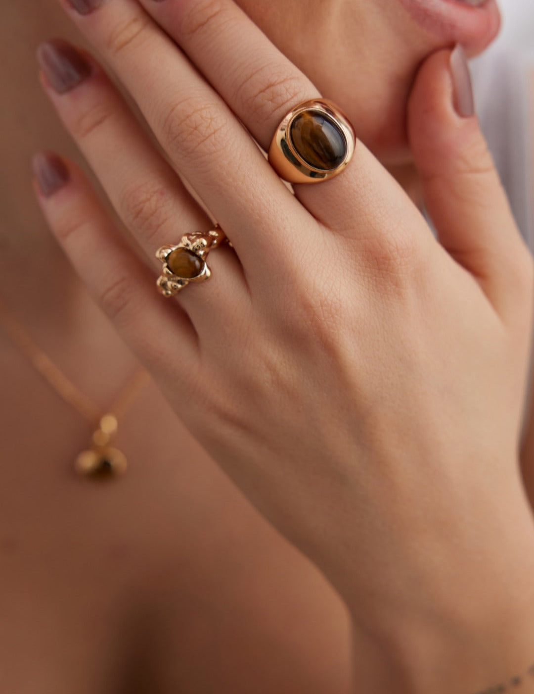 Wide Tiger's Eye Gold Ring-Gembea Jewelry