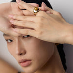 Wide Tiger's Eye Gold Ring-Gembea Jewelry