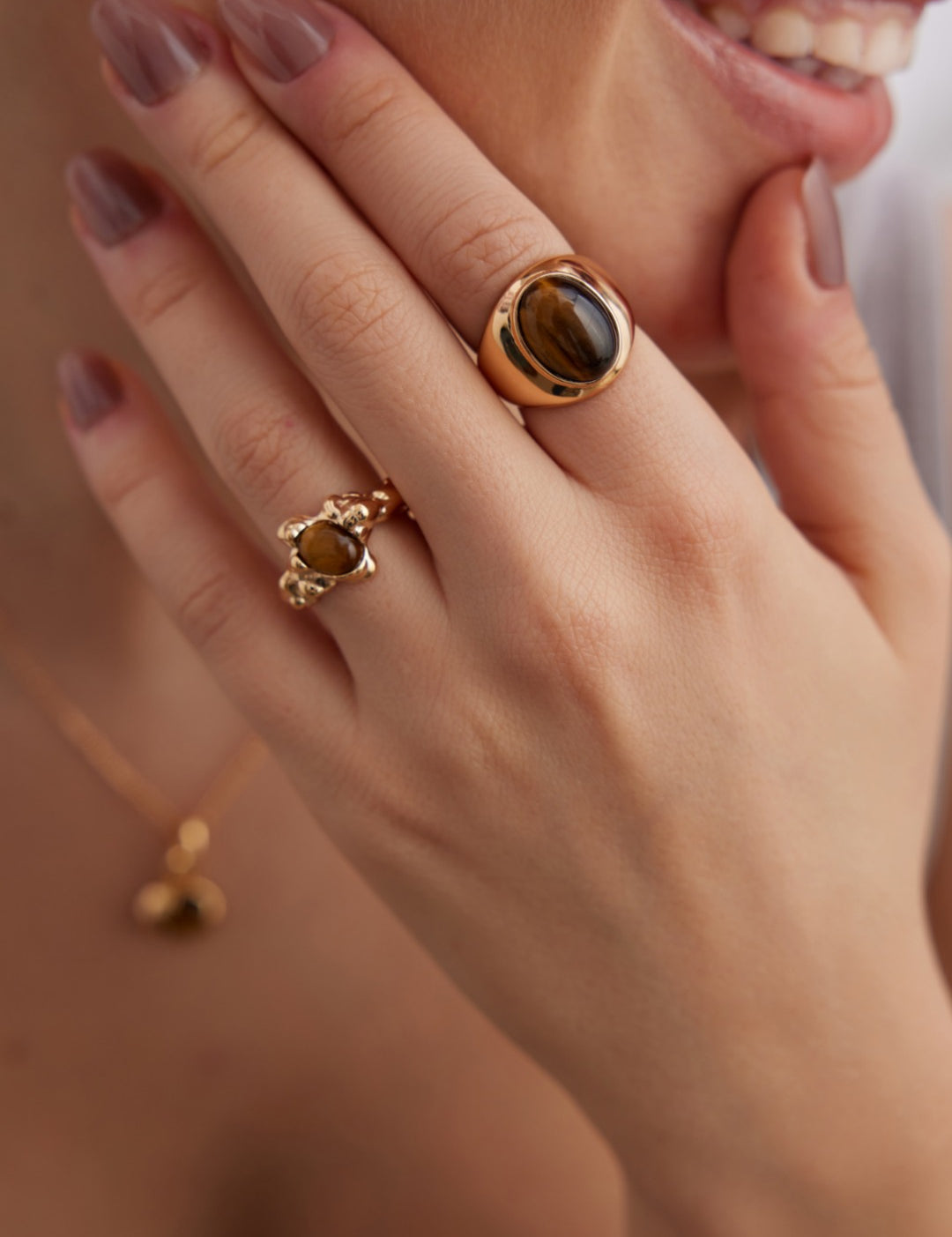 Tiger's Eye Stone Open Ring-Gembea Jewelry
