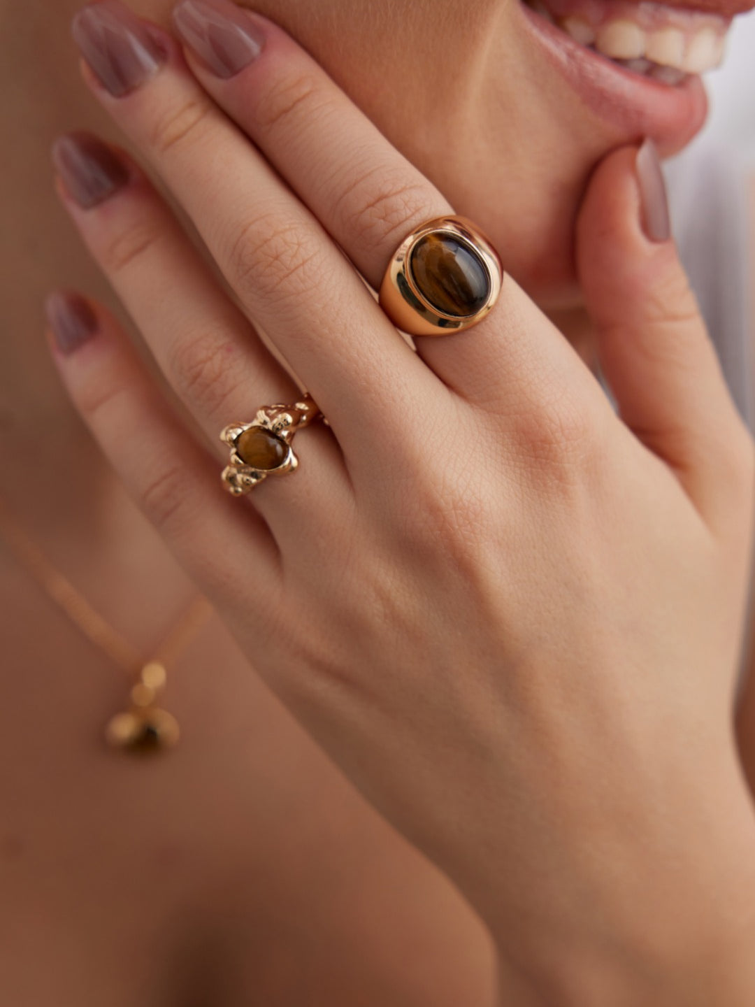 Tiger's Eye Stone Open Ring-Gembea Jewelry