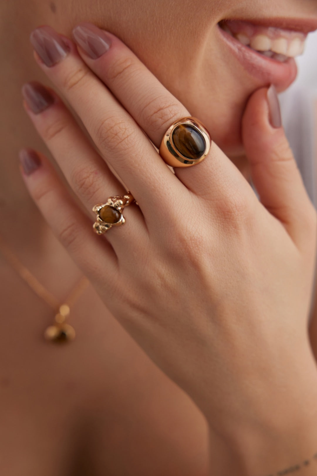 Tiger's Eye Stone Open Ring-Gembea Jewelry