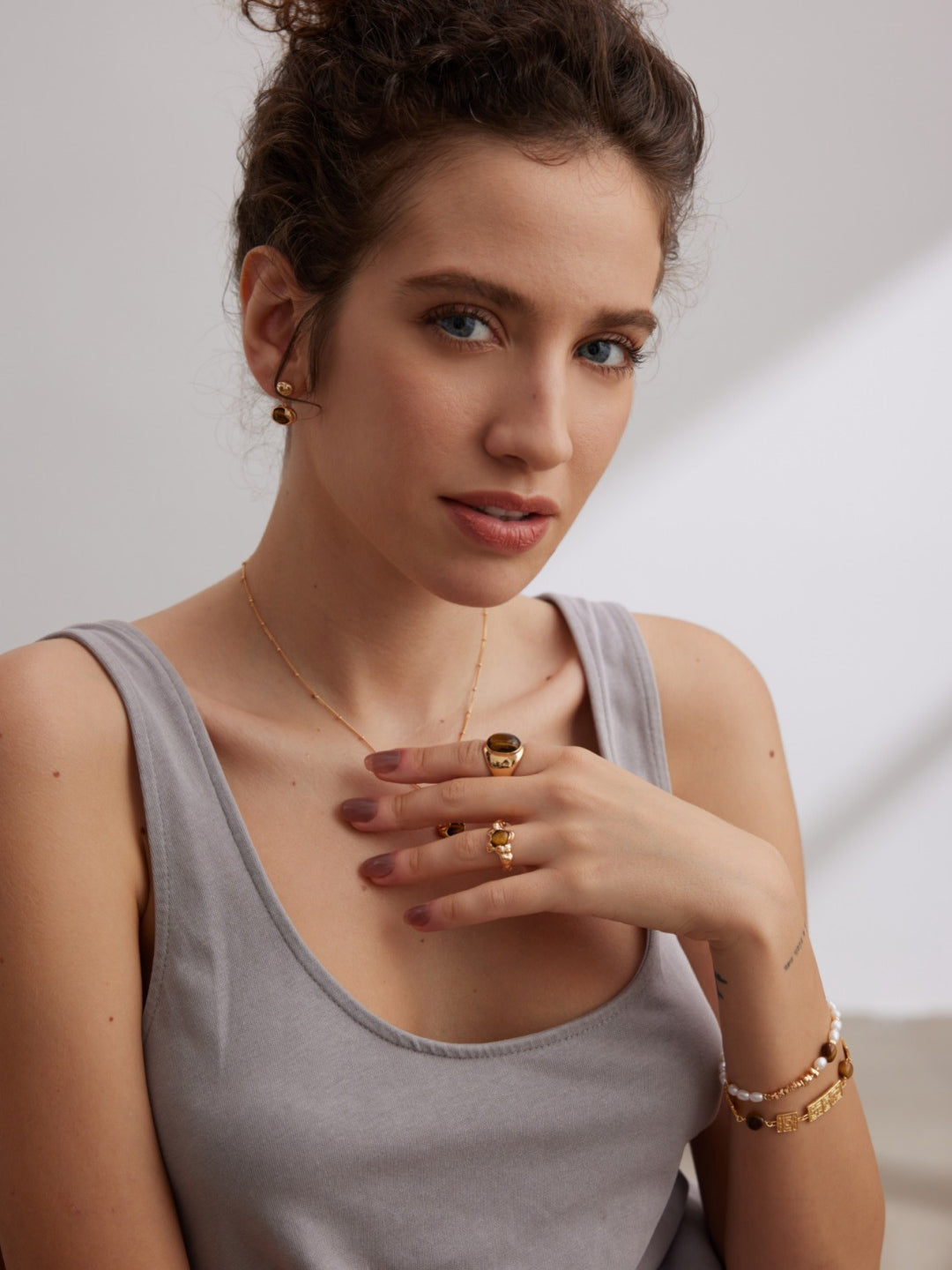 Tiger's Eye Stone Open Ring-Gembea Jewelry