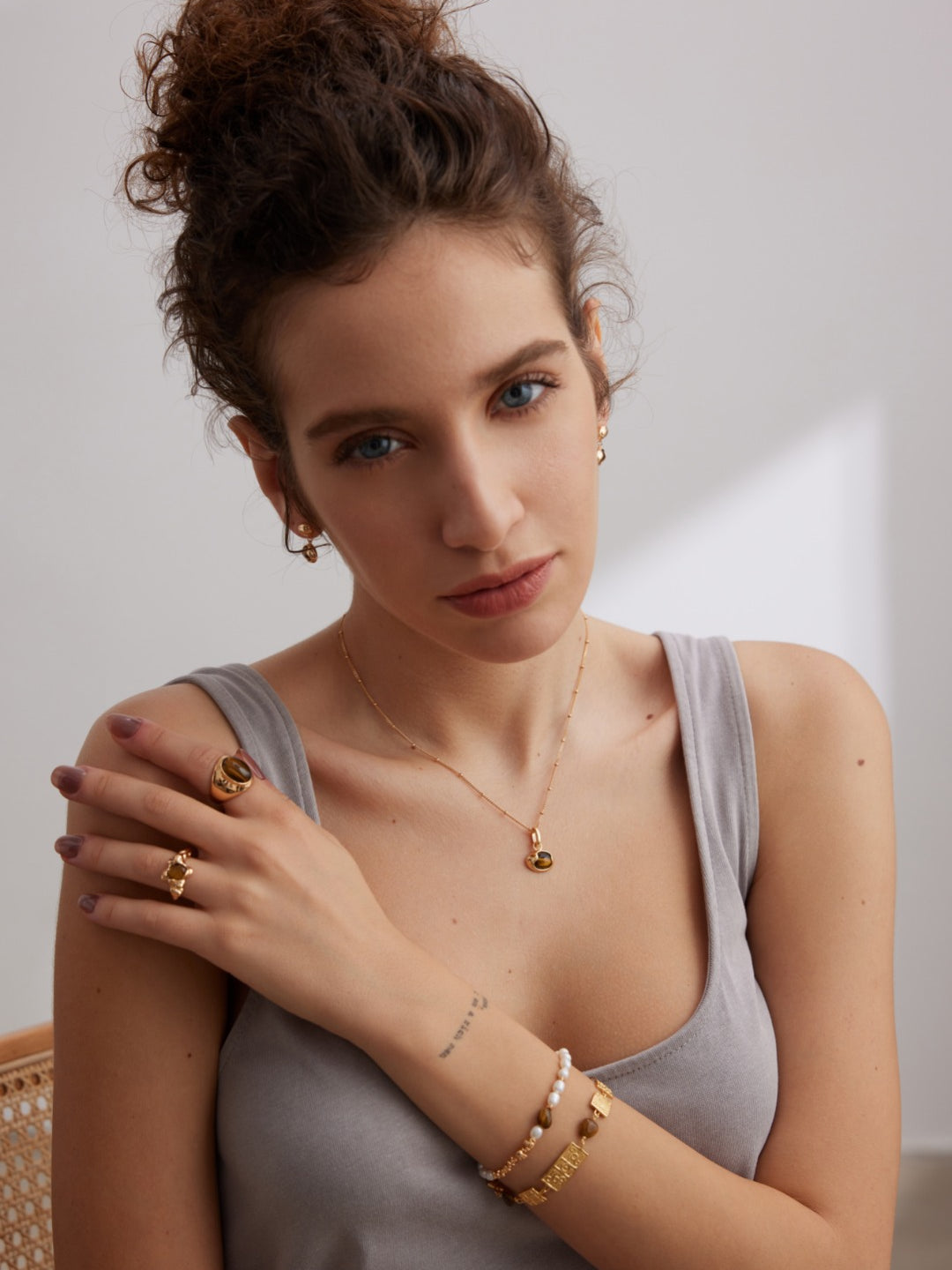 Tiger's Eye Stone Open Ring-Gembea Jewelry