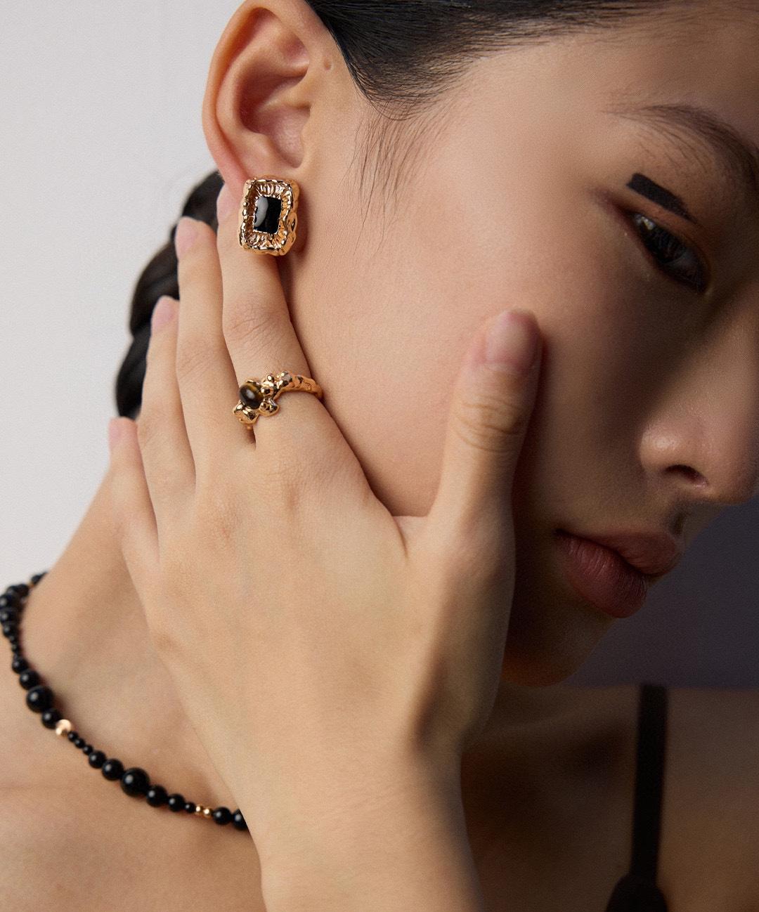 Tiger's Eye Stone Open Ring-Gembea Jewelry