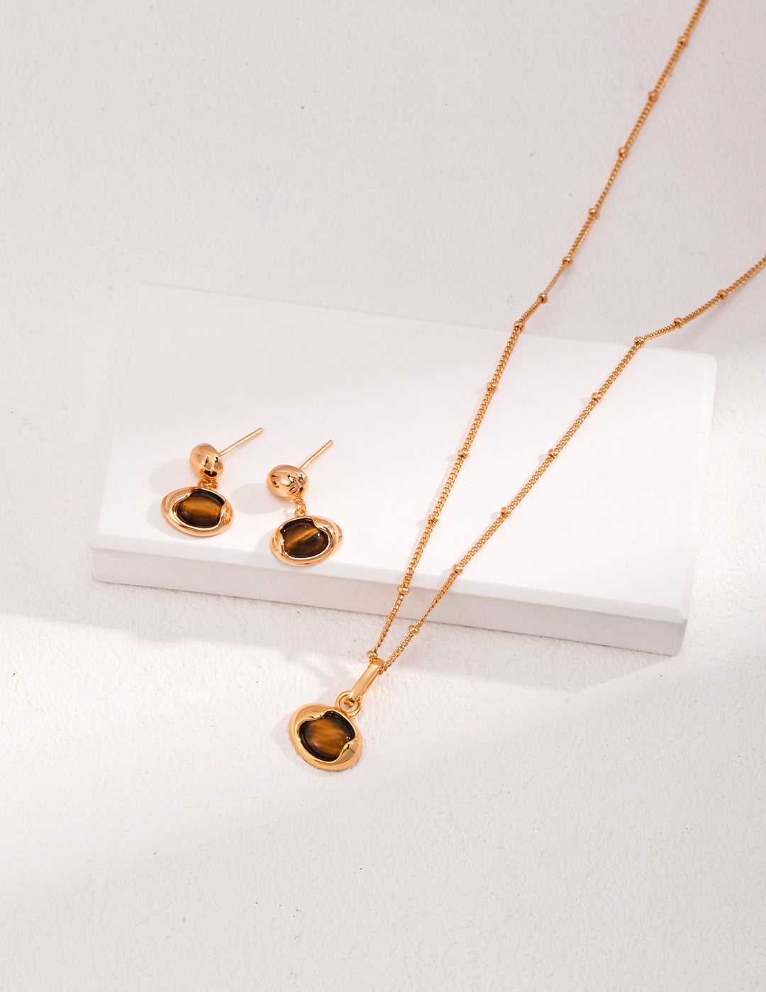 Tiger's Eye Stone Pendant Necklace-Gembea Jewelry
