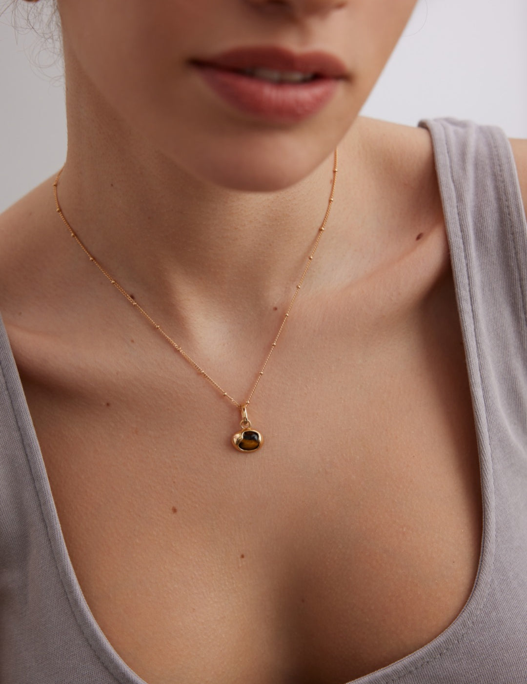 Tiger's Eye Stone Pendant Necklace-Gembea Jewelry