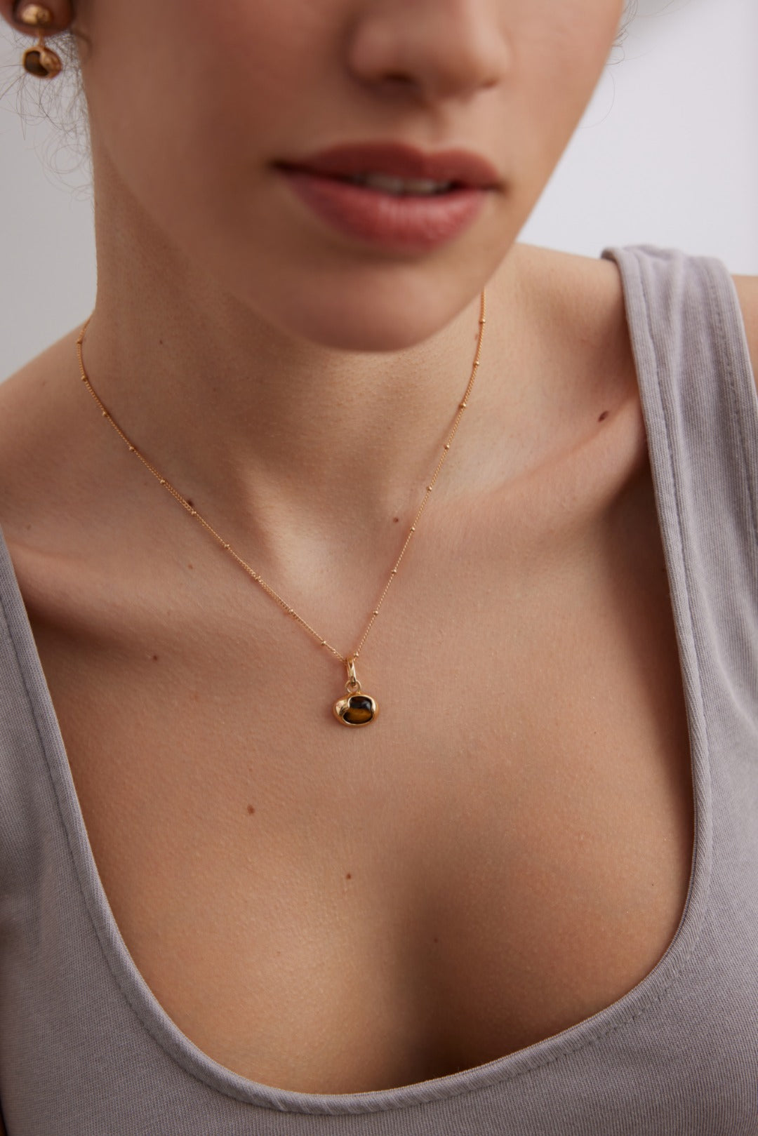 Tiger's Eye Stone Pendant Necklace-Gembea Jewelry