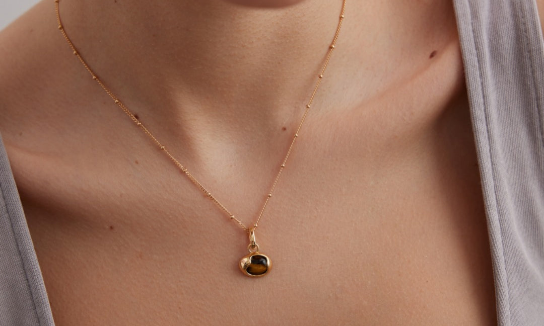 Tiger's Eye Stone Pendant Necklace-Gembea Jewelry