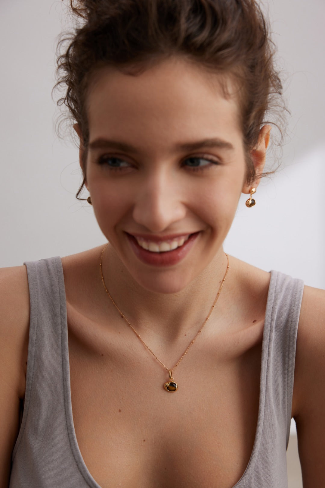 Tiger's Eye Stone Drop Earrings-Gembea Jewelry