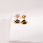 Tiger's Eye Stone Drop Earrings-Gembea Jewelry