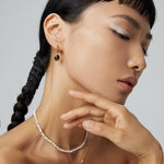 Tiger's Eye Stone Hoop Drop Earrings-Gembea Jewelry