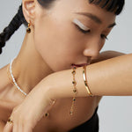 Tiger's Eye Stone Hoop Drop Earrings-Gembea Jewelry