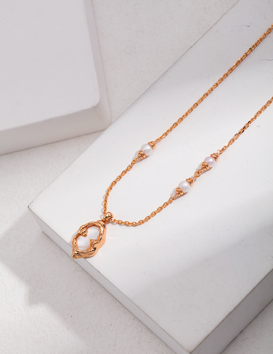 Natural Mother of Pearl Pendant Necklace-Gembea Jewelry