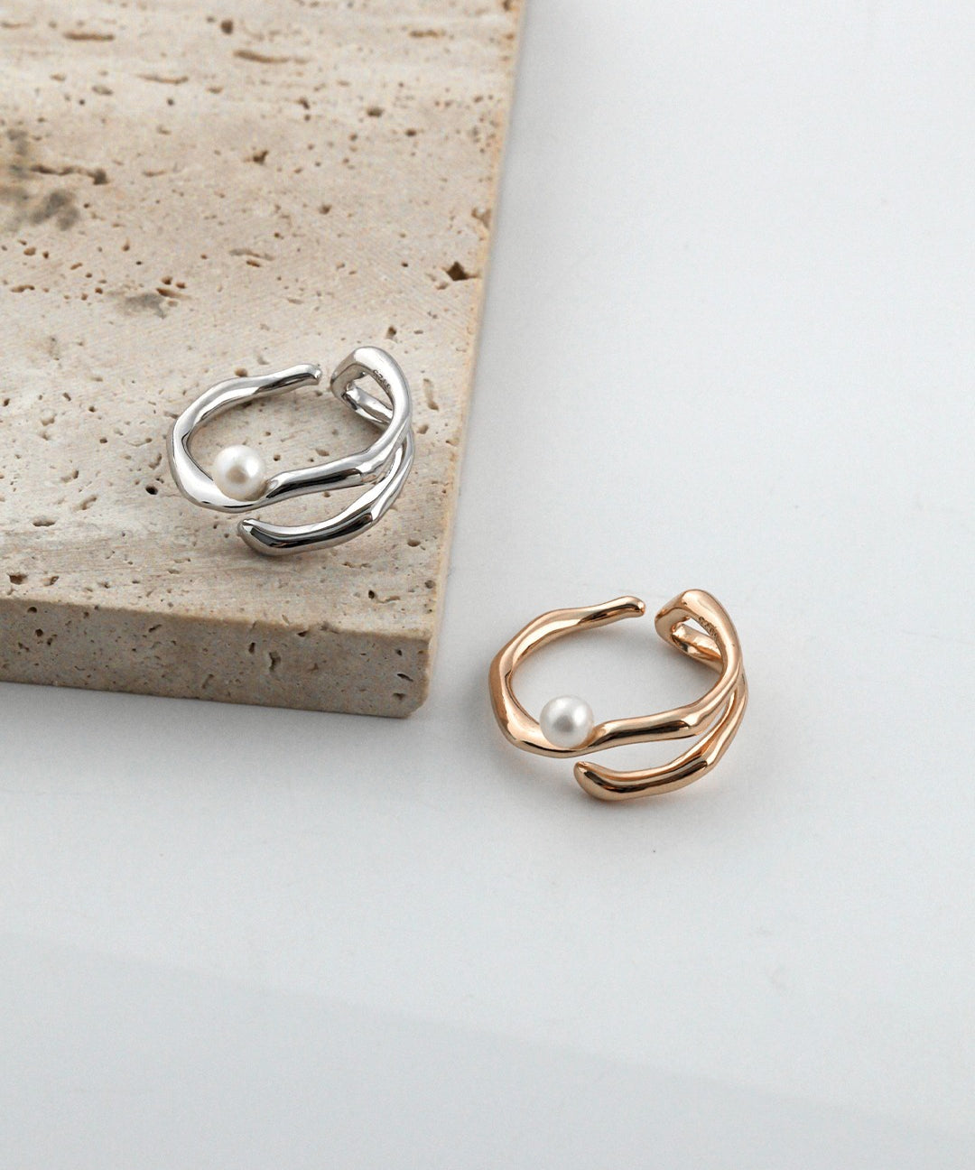 Minimalist Freshwater Pearl Open Ring-Gembea Jewelry