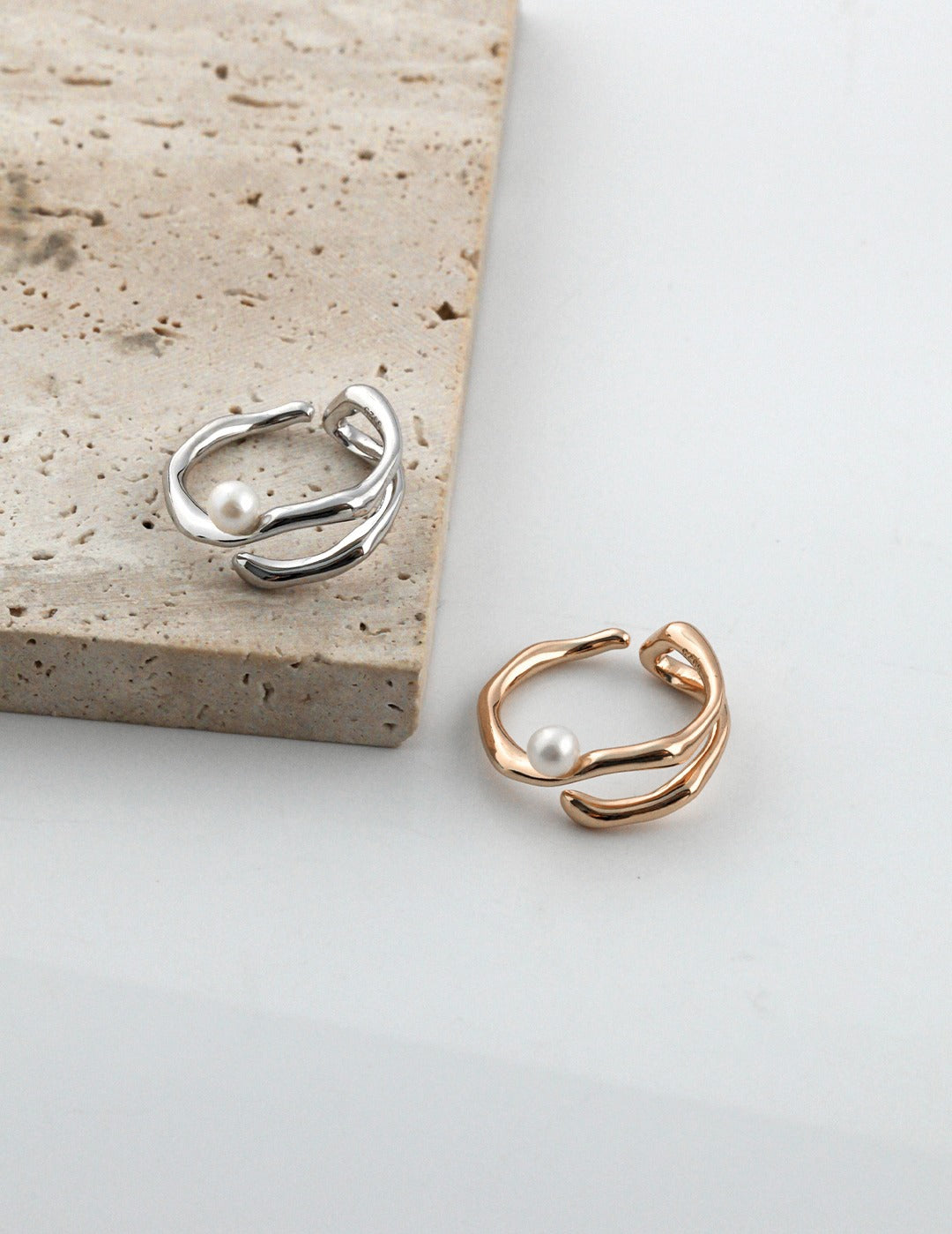 Minimalist Freshwater Pearl Open Ring-Gembea Jewelry