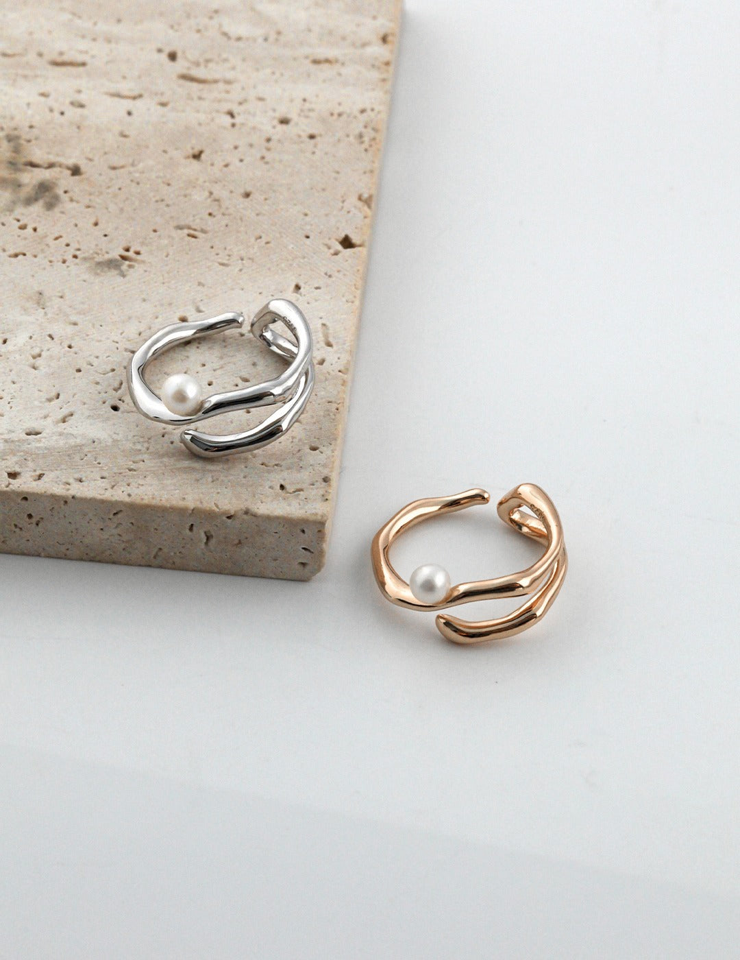Minimalist Freshwater Pearl Open Ring-Gembea Jewelry