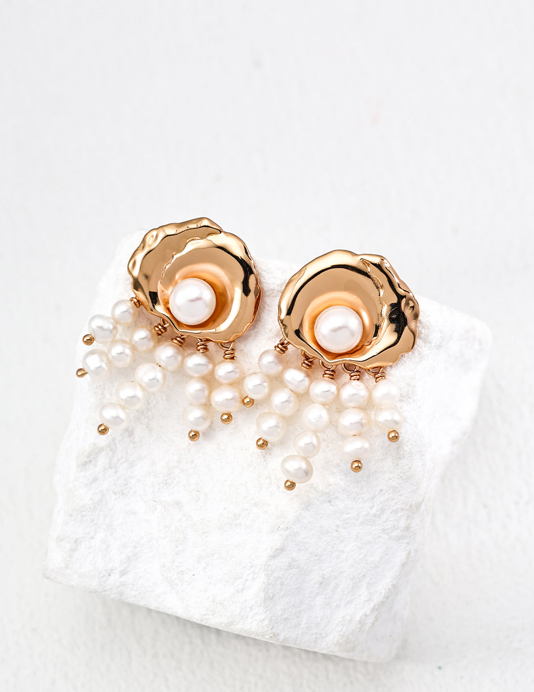 Shell Freshwater Pearl Tassel Earrings-Gembea Jewelry