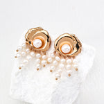 Shell Freshwater Pearl Tassel Earrings-Gembea Jewelry