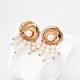 Shell Freshwater Pearl Tassel Earrings-Gembea Jewelry