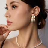 Shell Freshwater Pearl Tassel Earrings-Gembea Jewelry