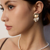 Shell Freshwater Pearl Tassel Earrings-Gembea Jewelry
