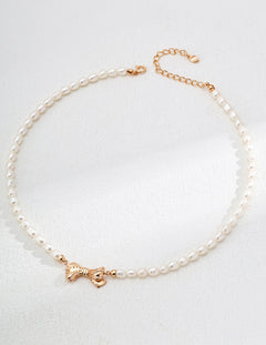 Bow Freshwater Pearl Beaded Necklace-Gembea Jewelry