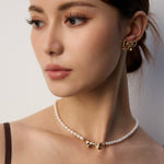 Bow Freshwater Pearl Beaded Necklace-Gembea Jewelry