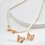 Bow Freshwater Pearl Beaded Necklace-Gembea Jewelry