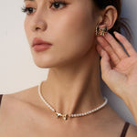 Vintage Bow Stud Earrings-Gembea Jewelry