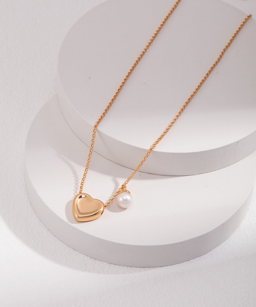 Heart-shaped Pendant Pearl Chain Necklace